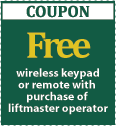 free wireless garage door keypad with purchase of liftmaster operator
